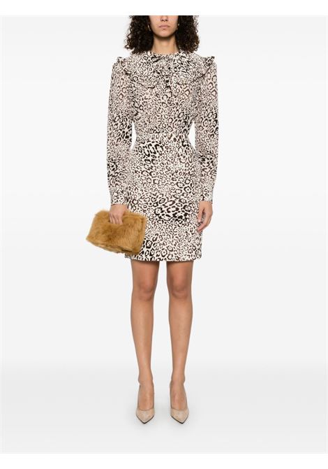 Minigonna in seta con stampa leopardta in beige Alessandra rich - donna ALESSANDRA RICH | FABX4038F44781949